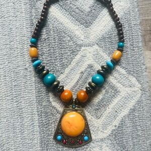 Bohemian Beaded Necklace with Pendant